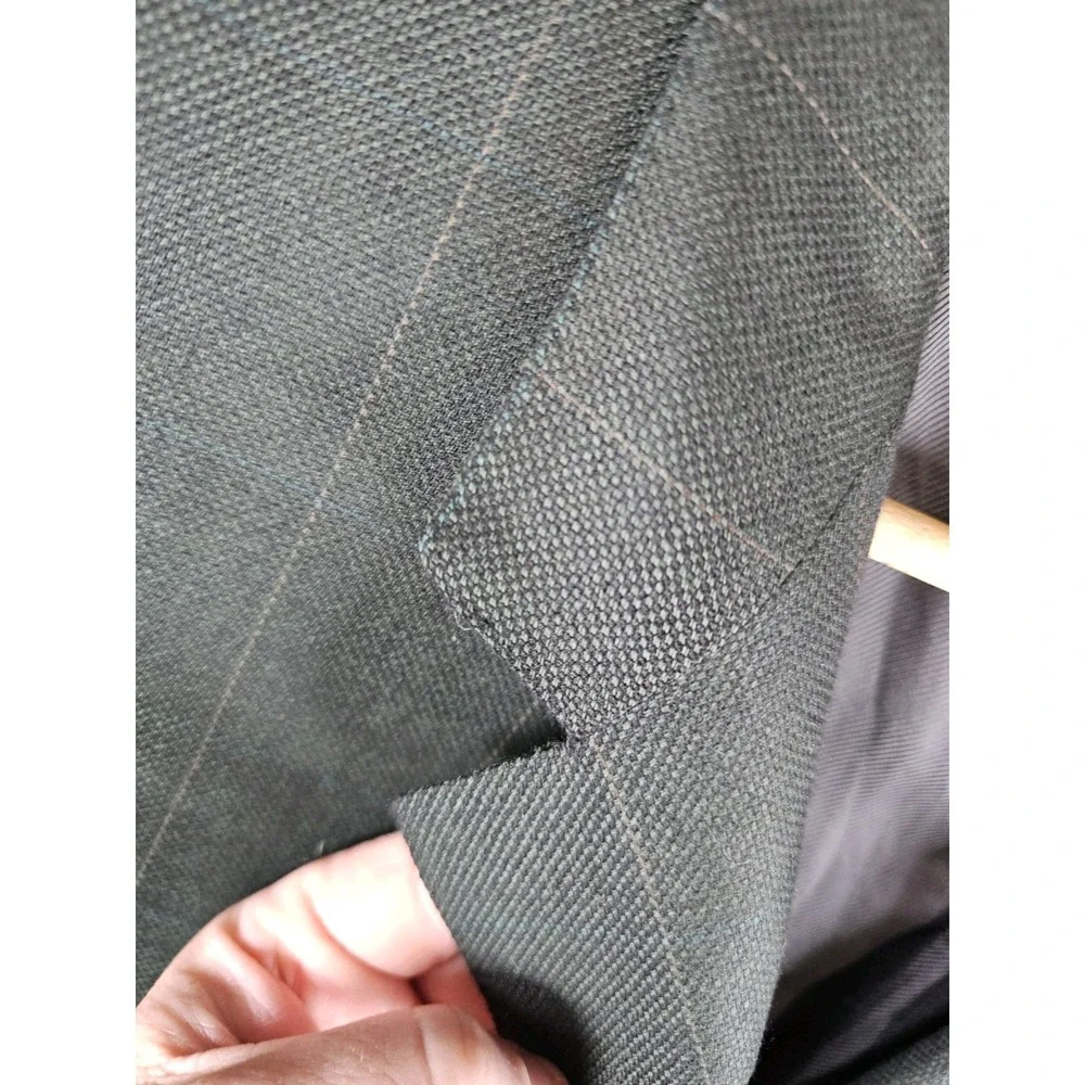 Ermenegildo Zegna 44L Green Windowpane Super 100s Worsted Wool Blazer Sport Coat